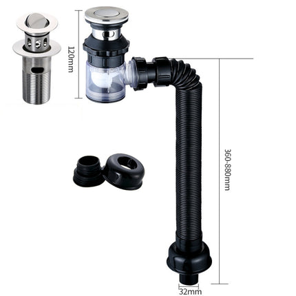 Household Deodorant Washbasin Water Pipe, Style: A Black Flap With Basket and Overflow-garmade.com