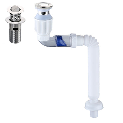 Household Deodorant Washbasin Water Pipe, Style: B White Flap With Basket and Overflow-garmade.com
