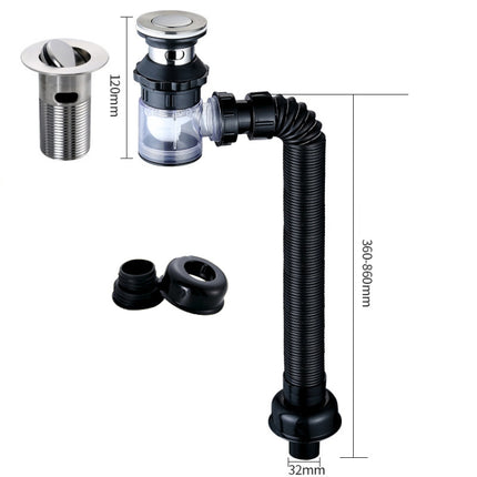 Household Deodorant Washbasin Water Pipe, Style: C Black Flap No Basket With Overflow-garmade.com