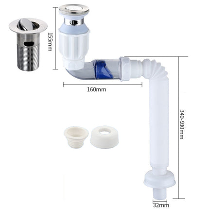 Household Deodorant Washbasin Water Pipe, Style: D White Flap No Basket With Overflow-garmade.com