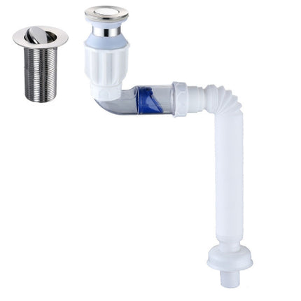 Household Deodorant Washbasin Water Pipe, Style: F White Without Basket and Overflow-garmade.com