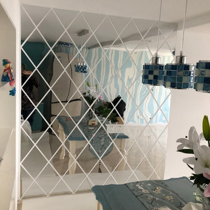 Rhombus Stitching Background Acrylic Mirror Decorative Stickers, Specification: Golden Small-garmade.com