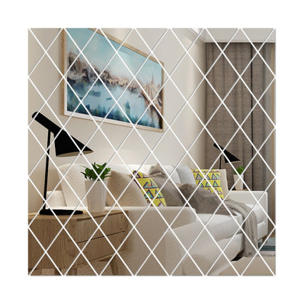 Rhombus Stitching Background Acrylic Mirror Decorative Stickers, Specification: Silver Small-garmade.com