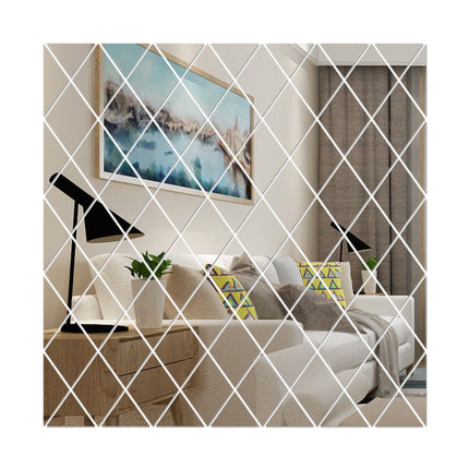 Rhombus Stitching Background Acrylic Mirror Decorative Stickers, Specification: Silver Medium-garmade.com