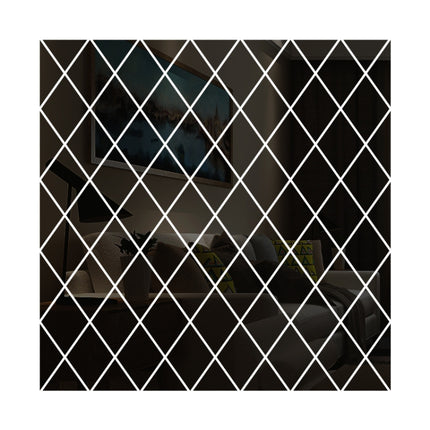 Rhombus Stitching Background Acrylic Mirror Decorative Stickers, Specification: Black Large-garmade.com