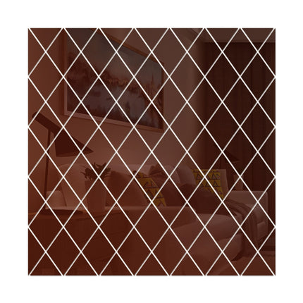 Rhombus Stitching Background Acrylic Mirror Decorative Stickers, Specification: Brown Medium-garmade.com