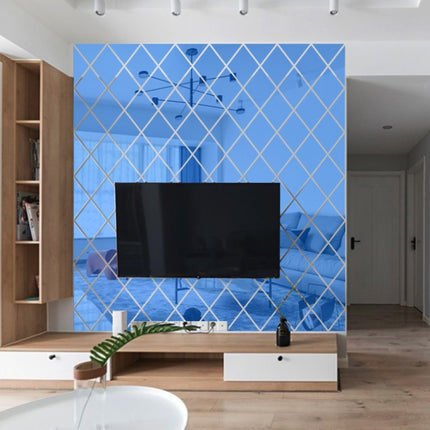 Rhombus Stitching Background Acrylic Mirror Decorative Stickers, Specification: Blue Medium-garmade.com