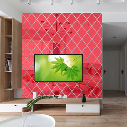 Rhombus Stitching Background Acrylic Mirror Decorative Stickers, Specification: Red Small-garmade.com