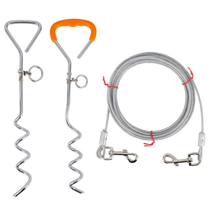 Outdoor Pet Leash Stainless Steel Ground Nail Fixing Bolt, Specification： Upgrade + Wire Rope-garmade.com