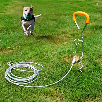 Outdoor Pet Leash Stainless Steel Ground Nail Fixing Bolt, Specification： Upgrade + Wire Rope-garmade.com
