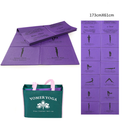 YM15C Portable Travel Thick Fold Yoga Pad Student Nnap Mat, Thickness: 5mm (Purple Print)-garmade.com