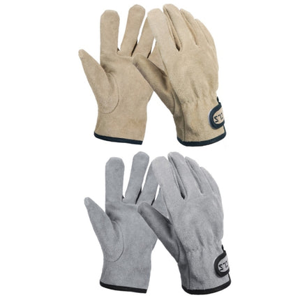 CLS Outdoor Cookout Barbecue Heat Resistant Protective Cowhide Gloves(Silver Gray)-garmade.com