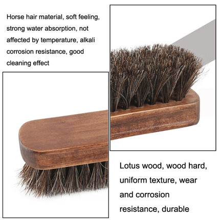Horse Mane Shoes Brush Mahogany Brush Fur Shoes Cleaning And Dust Brush(Brown)-garmade.com