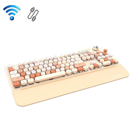 Mofii GEEZER G7 107 Keys Wired / Wireless / Bluetooth Three Mode Mechanical Keyboard, Cable Length: 1.5m(Milk Tea)-garmade.com