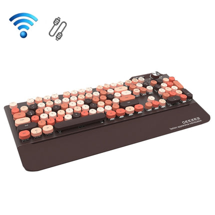 Mofii GEEZER G7 107 Keys Wired / Wireless / Bluetooth Three Mode Mechanical Keyboard, Cable Length: 1.5m(Brown)-garmade.com