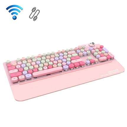 Mofii GEEZER G7 107 Keys Wired / Wireless / Bluetooth Three Mode Mechanical Keyboard, Cable Length: 1.5m(Barbie Pink)-garmade.com