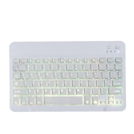 78 Keys 10 Inch RGB Colorful Backlit Bluetooth Keyboard For Mobile Phone / Tablet(White)-garmade.com