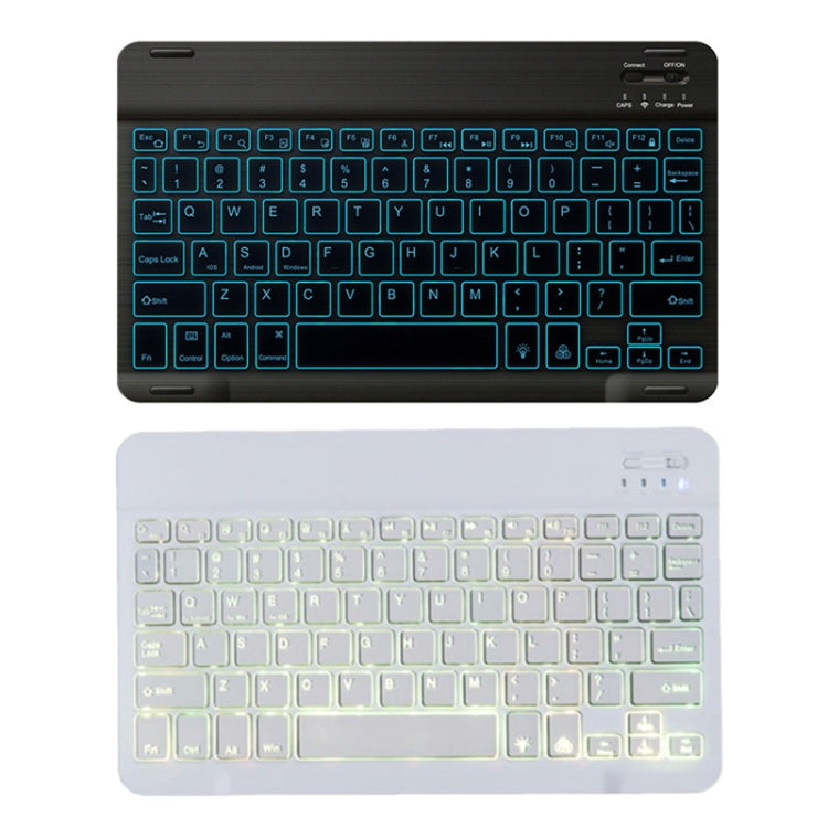 78 Keys 10 Inch RGB Colorful Backlit Bluetooth Keyboard For Mobile Phone / Tablet(White)-garmade.com