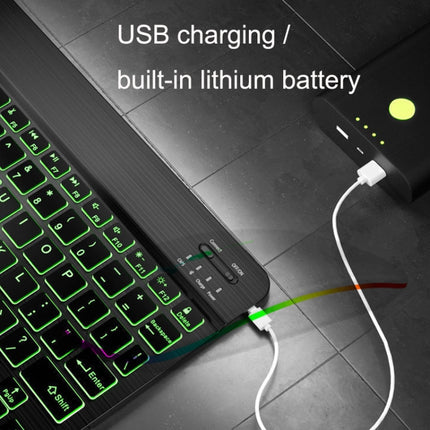78 Keys 10 Inch RGB Colorful Backlit Bluetooth Keyboard For Mobile Phone / Tablet(White)-garmade.com