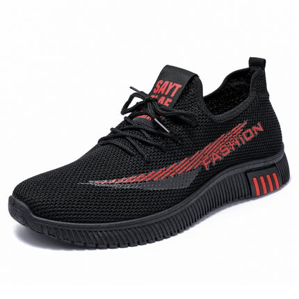 Men Spring Walking Shoes Casual Sports Breathable Flying Knit Shoes, Size: 39(Black)-garmade.com