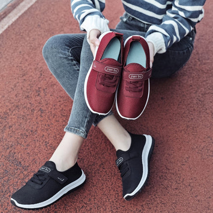 Spring Elderly Shoes Cloth Shoes Non-slip Soft Sole Walking Shoes, Size: 37(Wine Red)-garmade.com