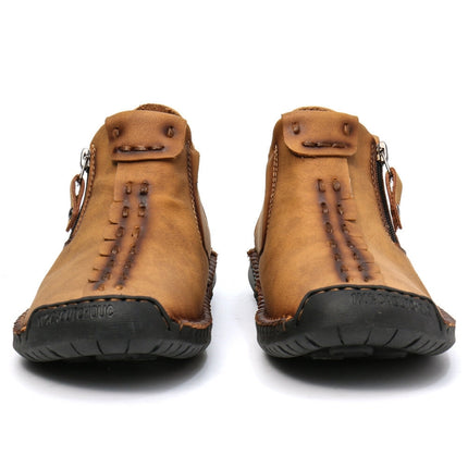 Men Martin Boots Large Size Boots Leisure Tooling Boots, Size: 40(Yellow Brown Plus Velvet)-garmade.com