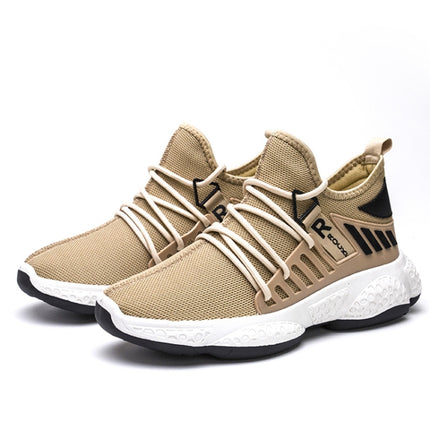 Outdoor Leisure Breathable Comfortable Flying Woven Shoes For Men, Size: 39(Khaki)-garmade.com