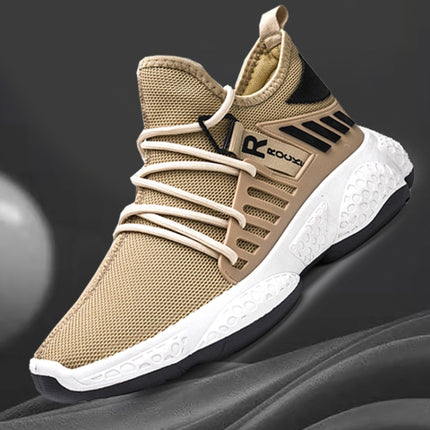 Outdoor Leisure Breathable Comfortable Flying Woven Shoes For Men, Size: 39(Khaki)-garmade.com