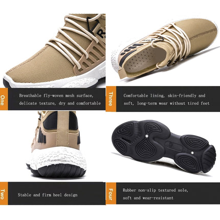 Outdoor Leisure Breathable Comfortable Flying Woven Shoes For Men, Size: 39(Khaki)-garmade.com