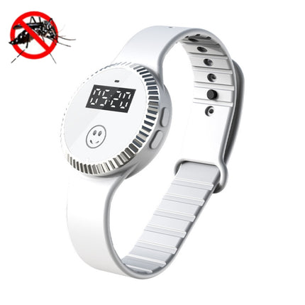 Q10 Outdoor Waterproof Silicone Smart Time Ultrasonic Mosquito Repellent Bracelet(White)-garmade.com