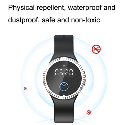Q10 Outdoor Waterproof Silicone Smart Time Ultrasonic Mosquito Repellent Bracelet(White)-garmade.com