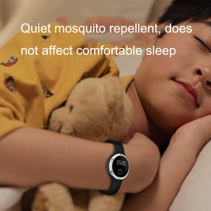 Q10 Outdoor Waterproof Silicone Smart Time Ultrasonic Mosquito Repellent Bracelet(Black)-garmade.com