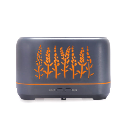 YX-1690 Wood Grain Aroma Diffuser Hollow Flame Humidifier(Black)-garmade.com