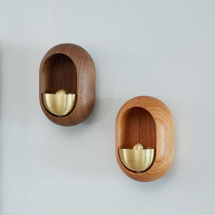 Suction Door Wind Chime Brass Wooden Doorbell Door Opening Reminder Pendant(Cherry Wood)-garmade.com