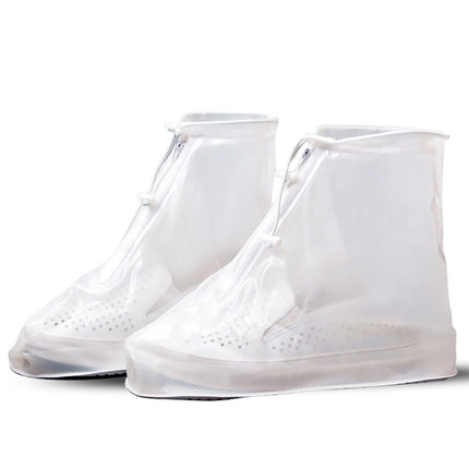 1 Pair Rainy Outdoor Anti-Skid Waterproof Shoe Cover Thickening Repetitive Use Shoe Cover M(White)-garmade.com