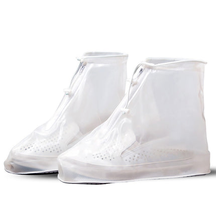 1 Pair Rainy Outdoor Anti-Skid Waterproof Shoe Cover Thickening Repetitive Use Shoe Cover L(White)-garmade.com