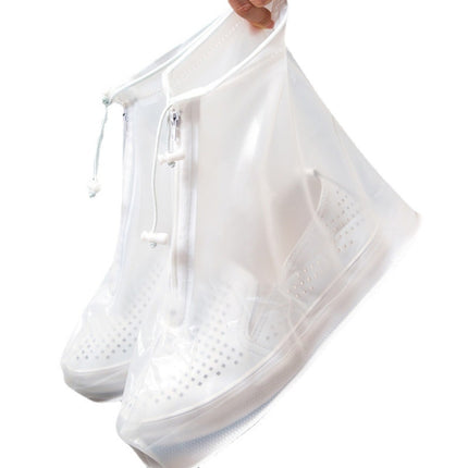 1 Pair Rainy Outdoor Anti-Skid Waterproof Shoe Cover Thickening Repetitive Use Shoe Cover XL(White)-garmade.com