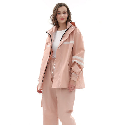 Raninfreem Outdoor Fashion Double Riding Reflection Raincoat Rain Pants Suit S(Lotus Color)-garmade.com