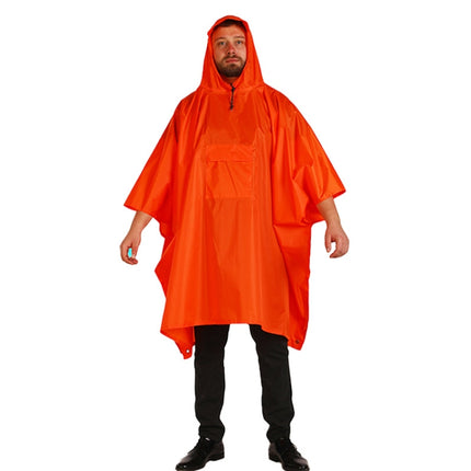 Duff PU Coated Pocket Style 3 In 1 Raincoat Backpack Mountaineering Outdoor Hiking Rain Cape(Orange Red)-garmade.com