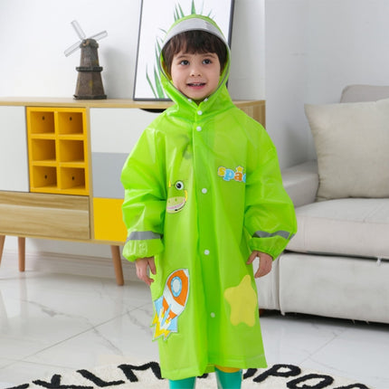 Large Hat Brim Cartoon Print Children Raincoat with Schoolbag Seat, Size: S(Green)-garmade.com