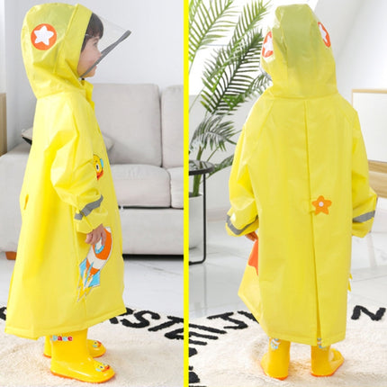 Large Hat Brim Cartoon Print Children Raincoat with Schoolbag Seat, Size: S(Yellow)-garmade.com