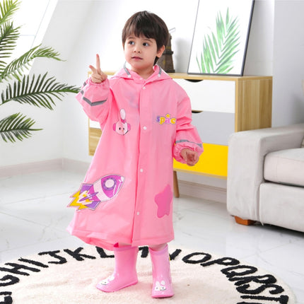 Large Hat Brim Cartoon Print Children Raincoat with Schoolbag Seat, Size: S(Pink)-garmade.com