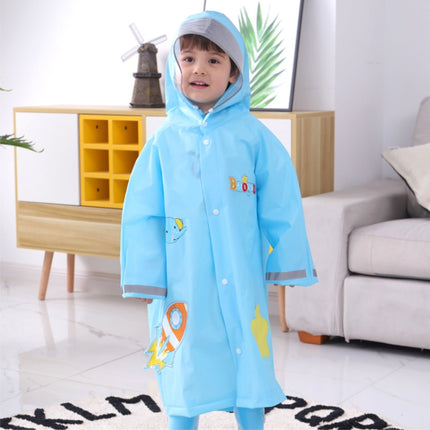 Large Hat Brim Cartoon Print Children Raincoat with Schoolbag Seat, Size: S(Blue)-garmade.com