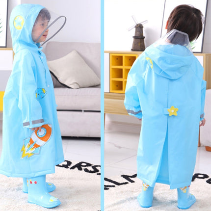 Large Hat Brim Cartoon Print Children Raincoat with Schoolbag Seat, Size: S(Blue)-garmade.com