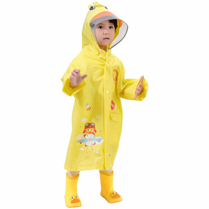 Large Hat Brim Cartoon Print Children Raincoat with Schoolbag Seat, Size: S(Blue)-garmade.com