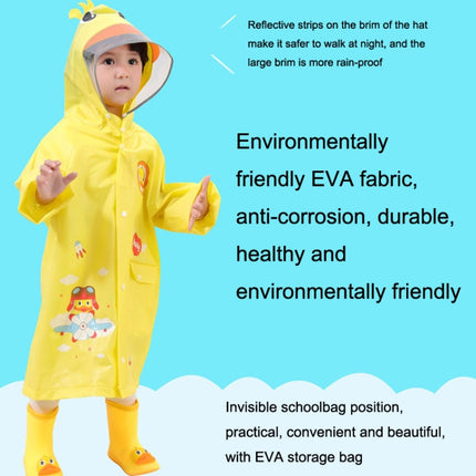 Large Hat Brim Cartoon Print Children Raincoat with Schoolbag Seat, Size: S(Blue)-garmade.com