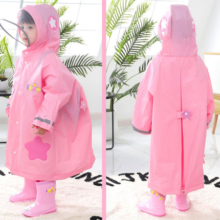 Large Hat Brim Cartoon Print Children Raincoat with Schoolbag Seat, Size: XL(Pink)-garmade.com