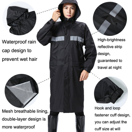 X18 Siamese Raincoat Outdoor Adult Reflective Riding Raincoat, Size: XL(Black)-garmade.com