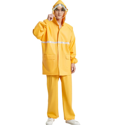 Adult Anti-Riot HD Double Brim Raincoat Rainpants Sets, Size: M(Yellow)-garmade.com