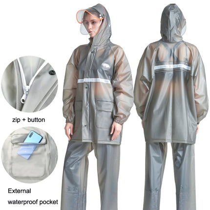 Adult Anti-Riot HD Double Brim Raincoat Rainpants Sets, Size: M(Water Gray)-garmade.com